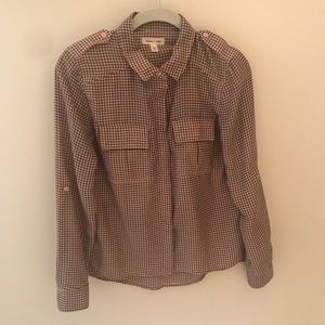 Silence + Noise Salmon checkered dress shirt